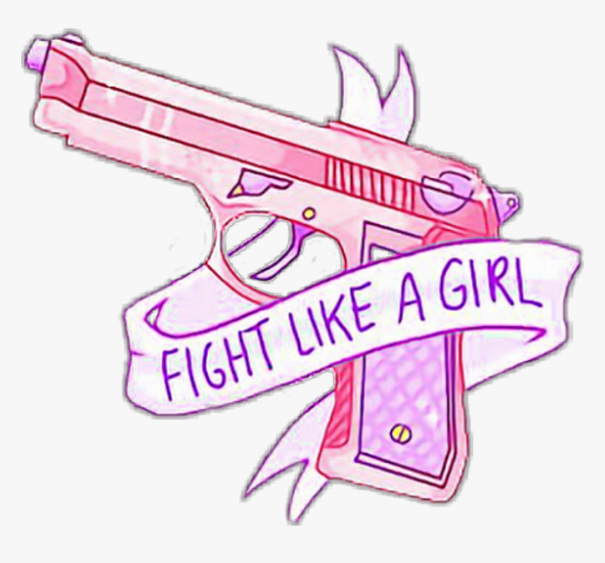 #fightlikeagirl #gun #pistol #banner Cute #tumblr #aesthetic - Fight Like A Girl Gun, HD Png Download, Free Download