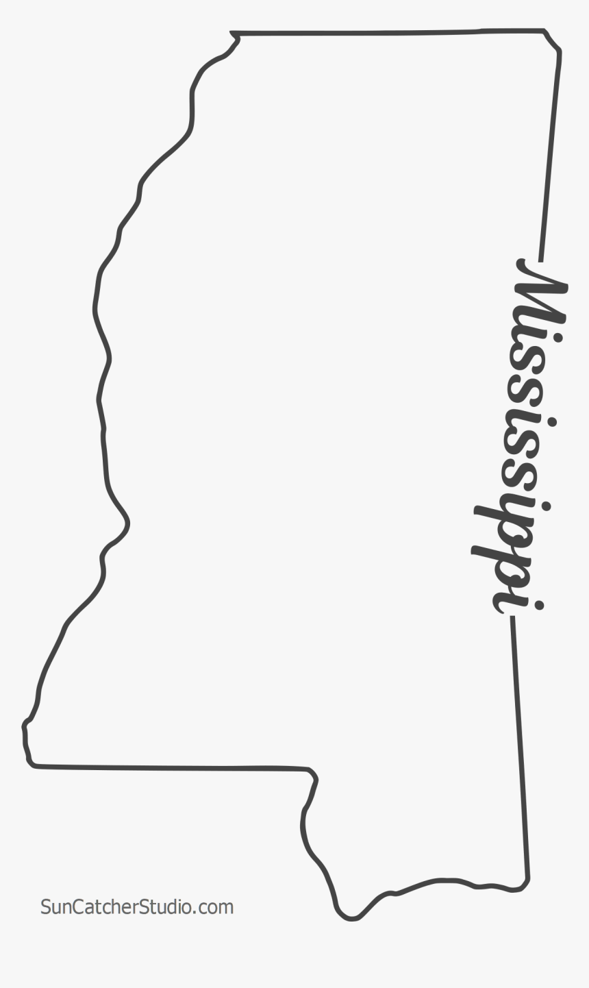 Free Mississippi Outline With State Name On Border, - Mississippi State Outline Free Png, Transparent Png, Free Download