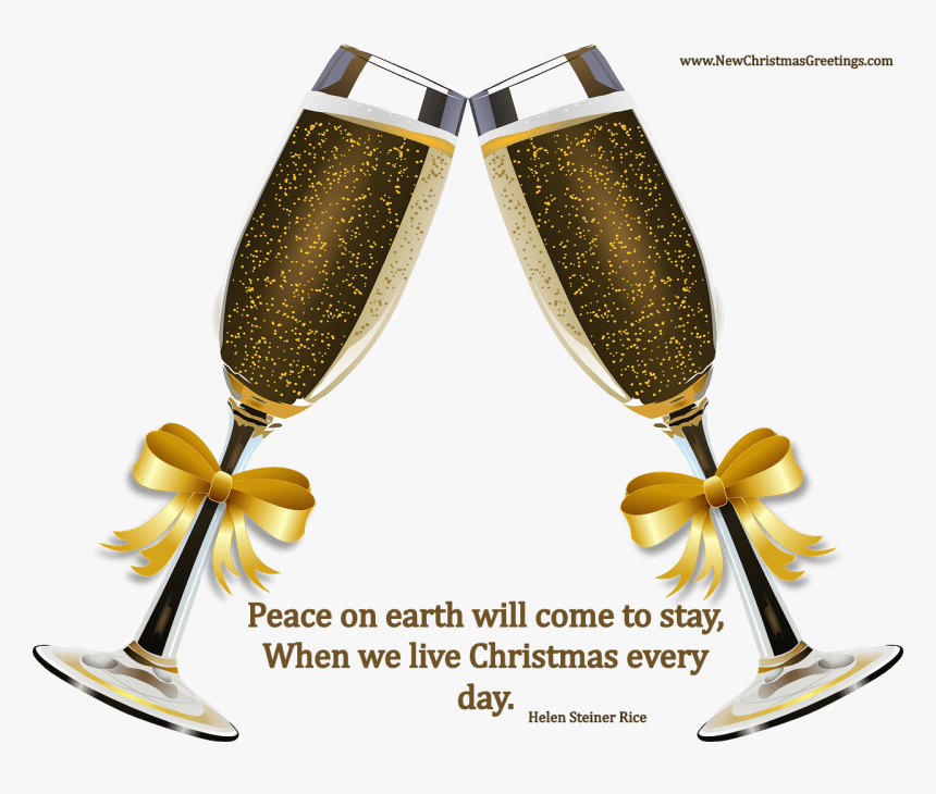 Christmas Quotes - Champagne Glasses With Wedding Rings, HD Png Download, Free Download