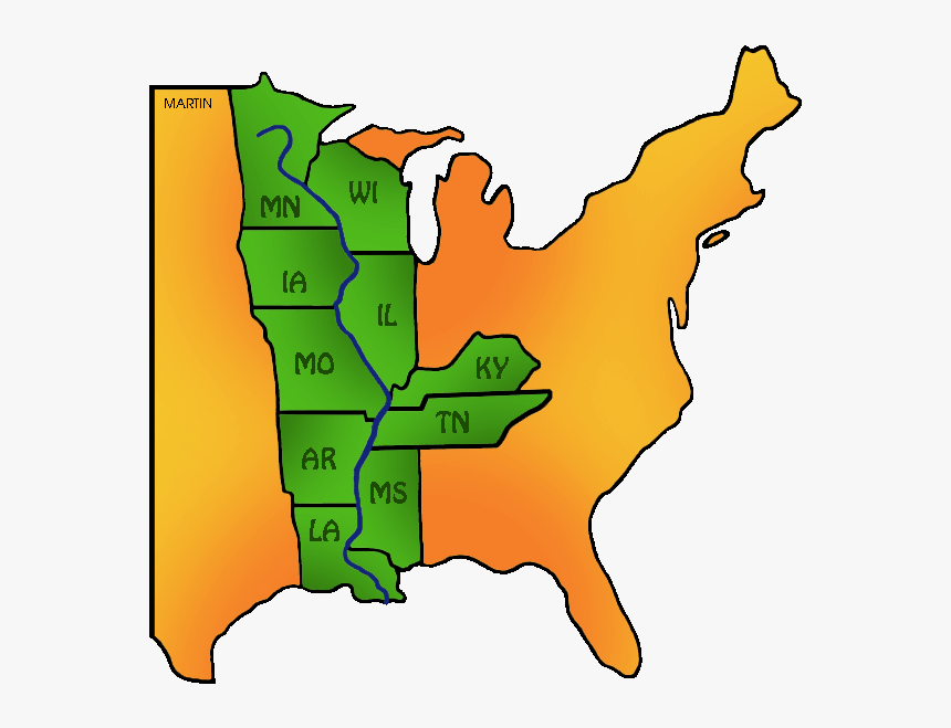 Clip Art Mississippi River Clip Art - Us Temperature Map June, HD Png Download, Free Download