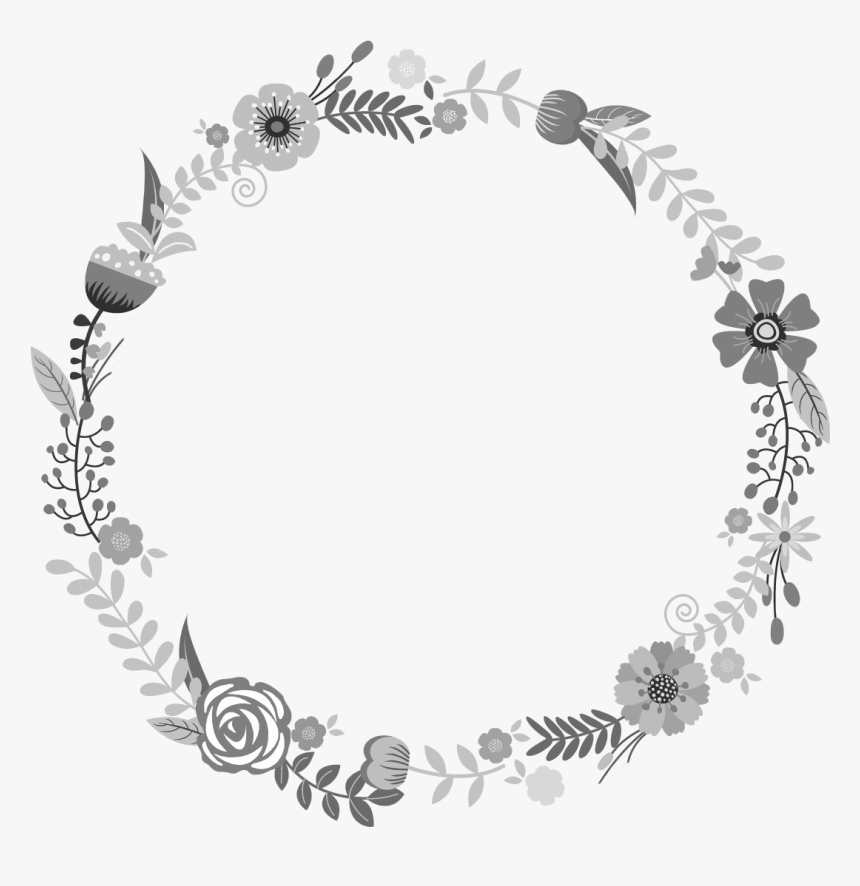 Flower Wreath Grayscale Black And White Floral Wreath Png Transparent Png Kindpng