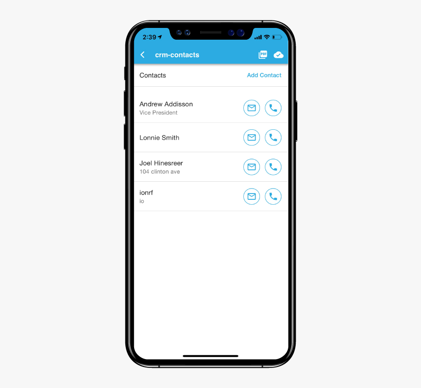 Bezlio Product Mockup Epicorcrm Contacts Iphonex - Smartphone, HD Png Download, Free Download
