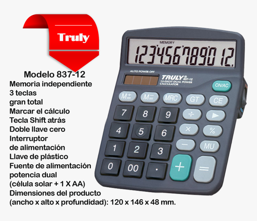 Transparent Calculadora Png - Calculadora Truly 833 12, Png Download, Free Download