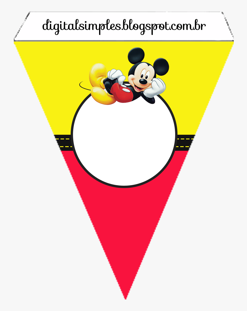 Mickey In Yellow And Red Free Printable Party- - Banderines De Mickey Mouse Para Imprimir, HD Png Download, Free Download