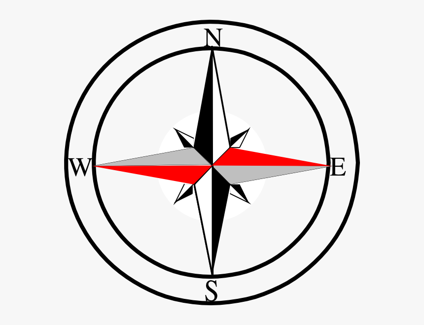 Compass Red Grey Png 900px Large Size - North East South West Symbol, Transparent Png, Free Download