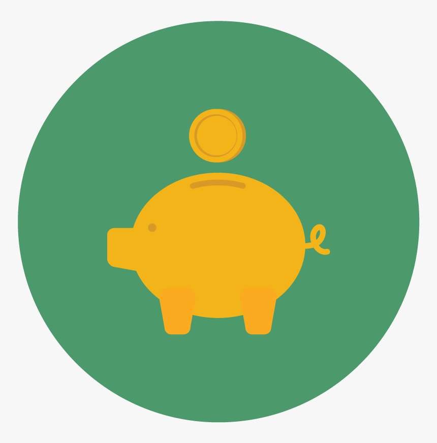 Large Piggy Bank And Coin Vector Art On A Green Circular - Circle, HD Png Download, Free Download