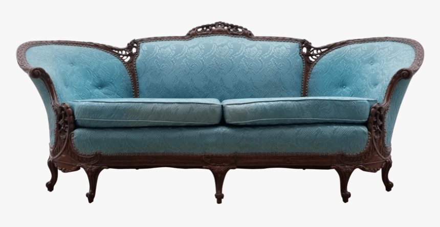 Victorian Blue Brocade Sofa - Studio Couch, HD Png Download, Free Download