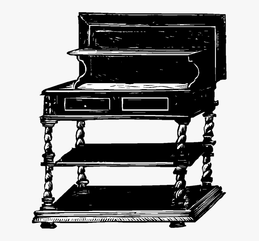 Desk, Vintage, Furniture, Clip Art, Old, Antique - Old Vintage Furniture Art, HD Png Download, Free Download