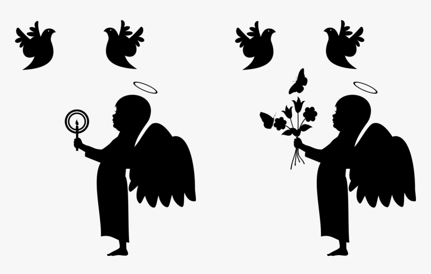 Human Behavior,art,silhouette - Silhouette Cute Angel Girl Vector Png, Transparent Png, Free Download