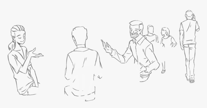 Outline Photo Of People In The Auberge Restaurant - Sketch, HD Png Download, Free Download