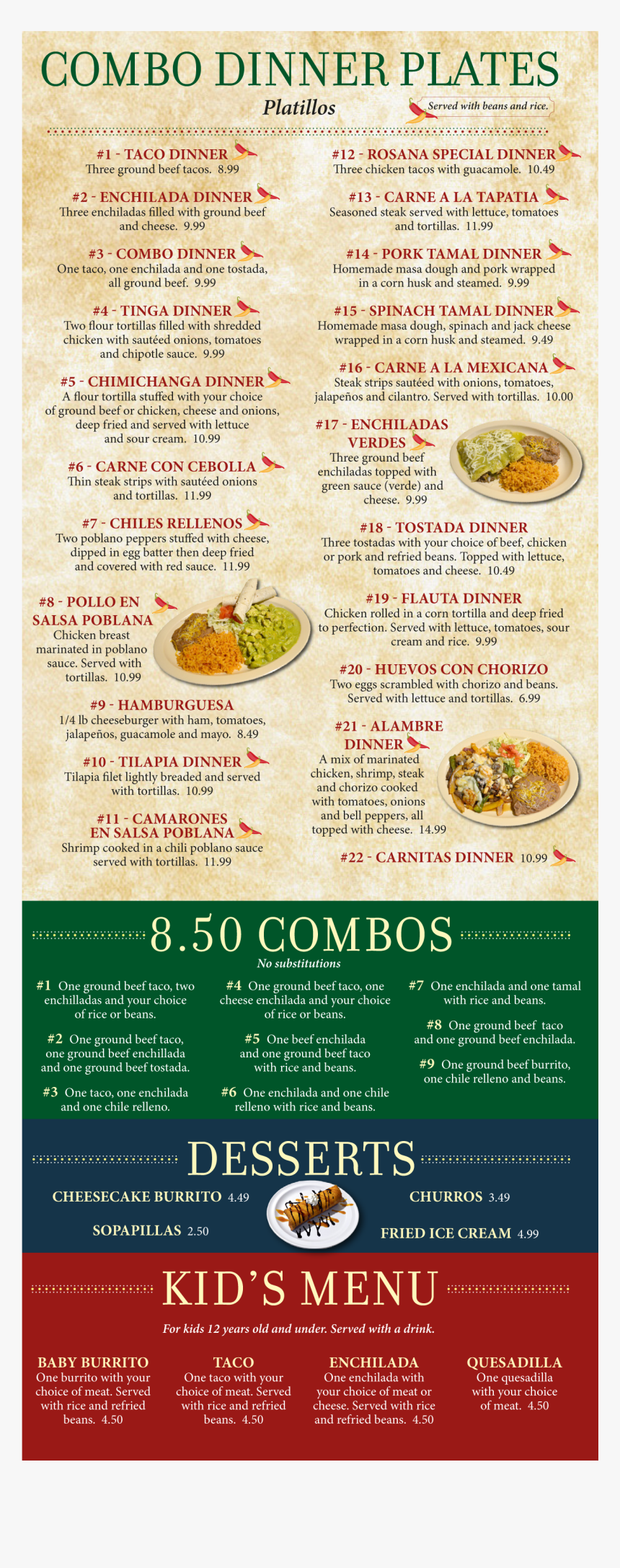 Mexican Food Takeout Menu - El Tapatio Muskegon Menu, HD Png Download, Free Download