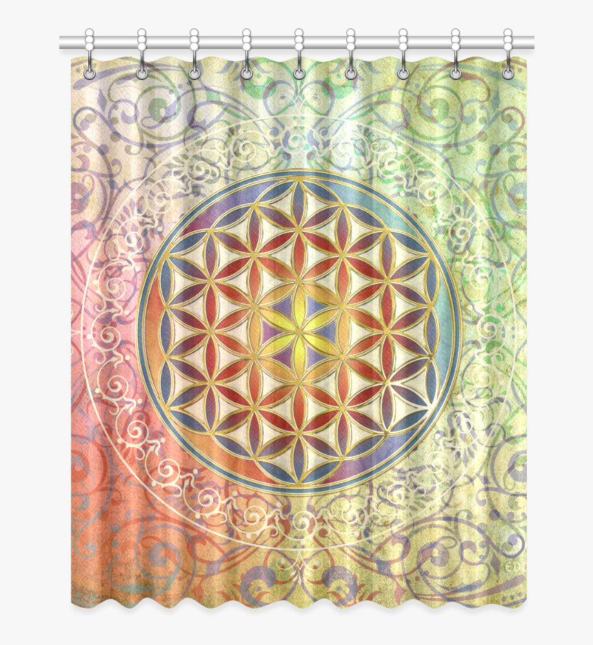 Flower Of Life Vintage Ornaments Green Red Window Curtain - Tapestry, HD Png Download, Free Download