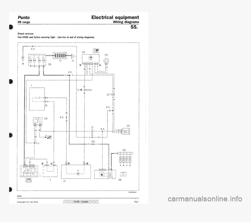 Fiat Punto 1998 176 1 Wiring Diagrams Workshop Manual - Technical Drawing, HD Png Download, Free Download