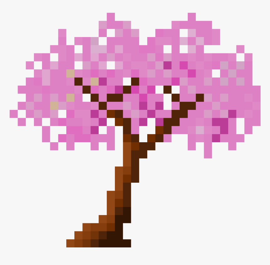 Cherry Blossom Tree - Cherry Blossom Tree Pixel Art, HD Png Download, Free Download