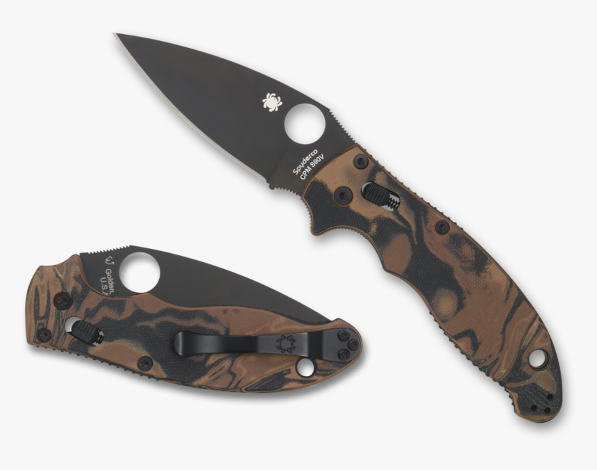 Transparent Knife Vector Png - Spyderco Manix2 Sprint Run Burl Wood, Png Download, Free Download