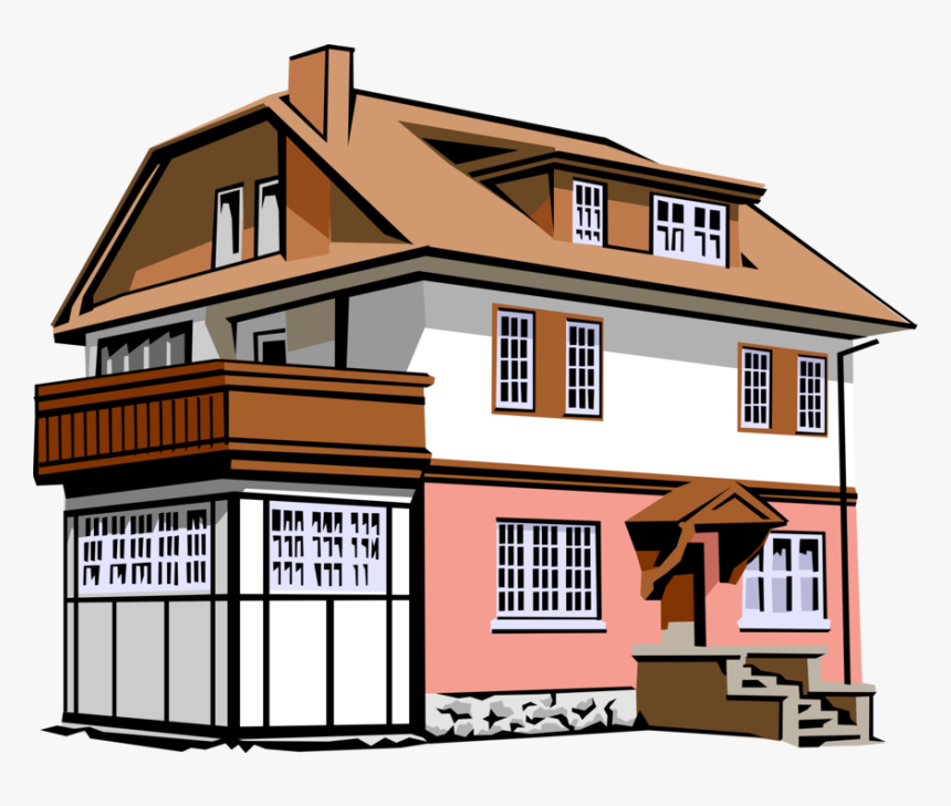 Vector Illustration Of Residence House Two-storey Family - Indian House Clipart, HD Png Download, Free Download