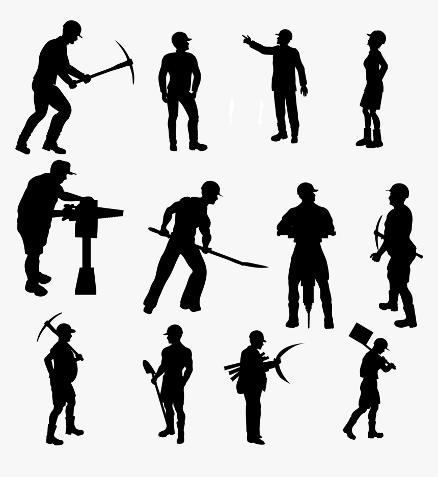 Silhouette Construction Workers Png, Transparent Png, Free Download