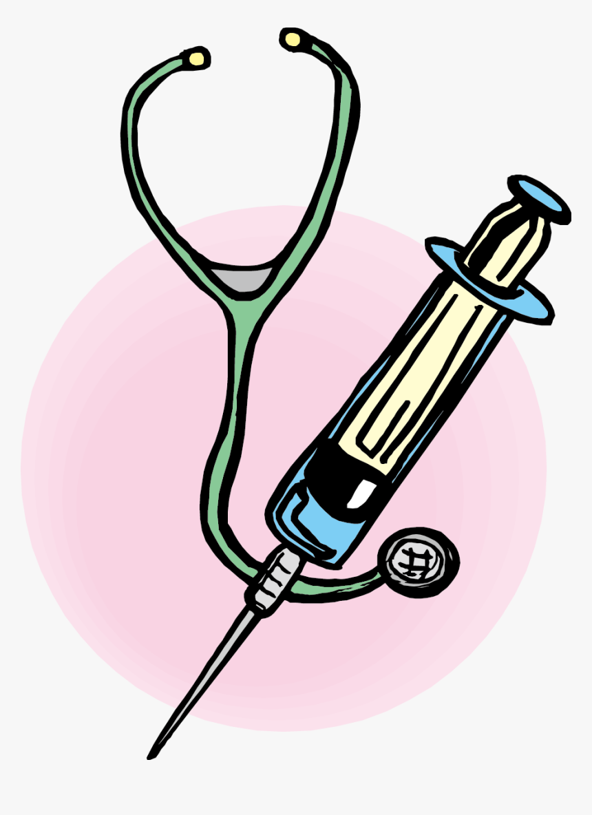 Syringe Clipart Pink - Stethoscope And Syringe Clipart, HD Png Download, Free Download