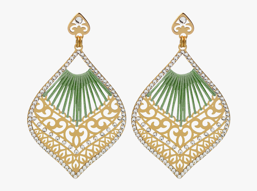 Shiyaya Earring Stud Oriental Army Green Gold, Crystal - Oriental Earrings, HD Png Download, Free Download