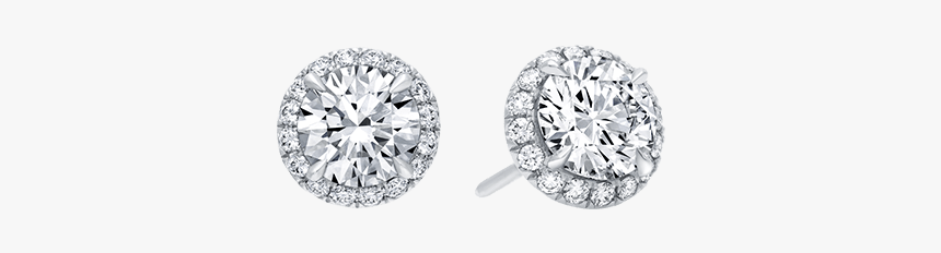 Round Brilliant Diamond Micropavé Earstuds - Engagement Ring, HD Png Download, Free Download