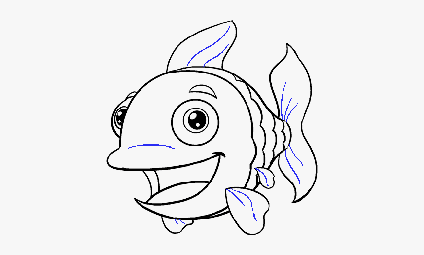 How To Draw Cartoon Fish - Easy Drawing Cartoon Fish, HD Png Download, Free Download