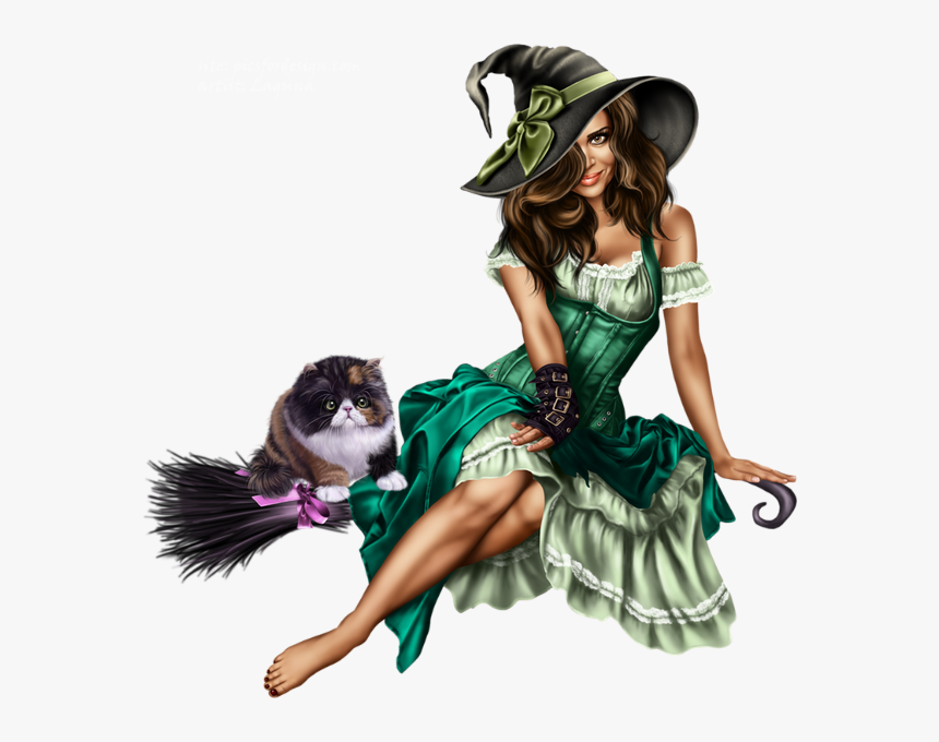 Czarownica I Kot Na Miotle - Beautiful Witch On A Broom, HD Png Download, Free Download