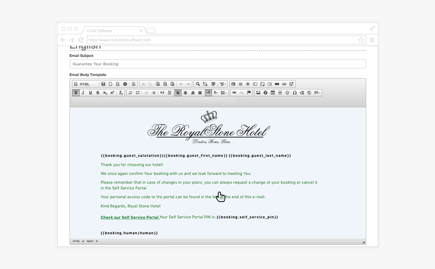 The Personalised Email Template Editor Screen In Clock, HD Png Download, Free Download