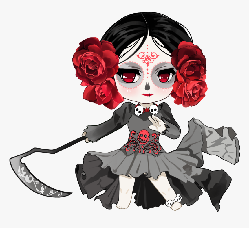 Santa Muerte Clip Art By Cathpalug On Etsy - Catrina Avec Chapeau Dessin, HD Png Download, Free Download