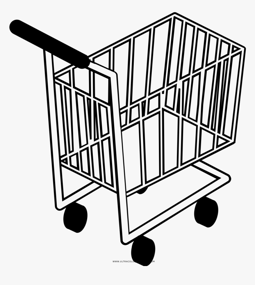 Shopping Cart Coloring Page - Shopping Cart, HD Png Download, Free Download