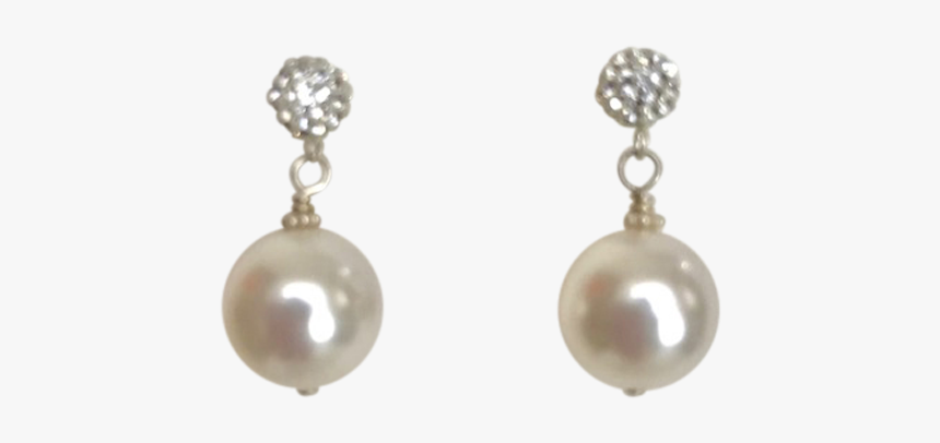 Silver Crystal Ball Post White Pearl Earrings"
 Class="lazyload - Earrings, HD Png Download, Free Download