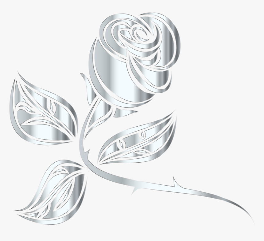 Flower,body Jewelry,silver - Transparent Silver Rose Clipart, HD Png Download, Free Download
