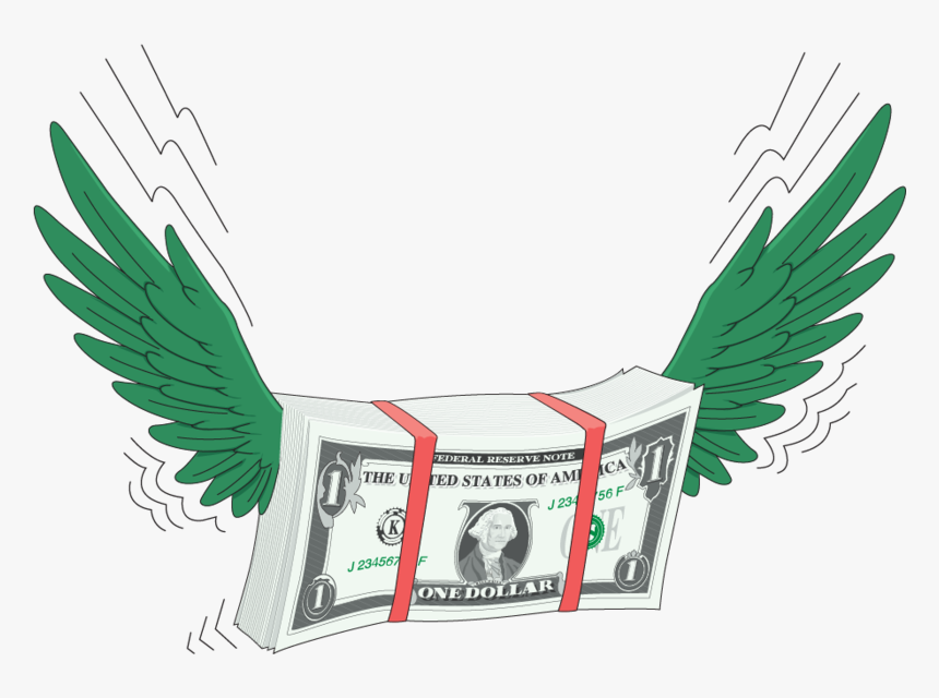 Fly Finance Money Away Dollar Hand-drawn Vector - Gif Of Flying Money, HD Png Download, Free Download