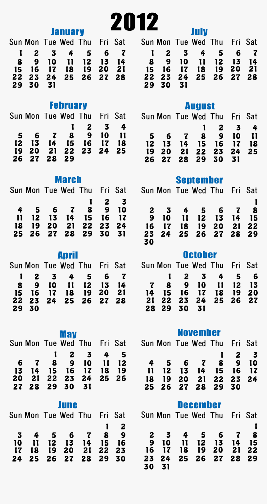 Business Card Calendar 2012, HD Png Download, Free Download
