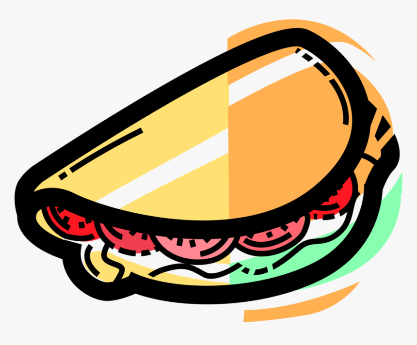 Vector Illustration Of Sandwich Sliced Cheese Or Meat - Pita Clipart, HD Png Download, Free Download