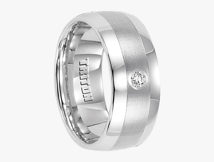 White Tungsten With Diamond 10mm Ring, HD Png Download, Free Download