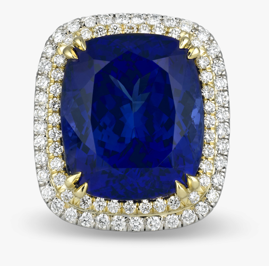 Untreated Cushion-cut Tanzanite Ring, - Diamond, HD Png Download, Free Download