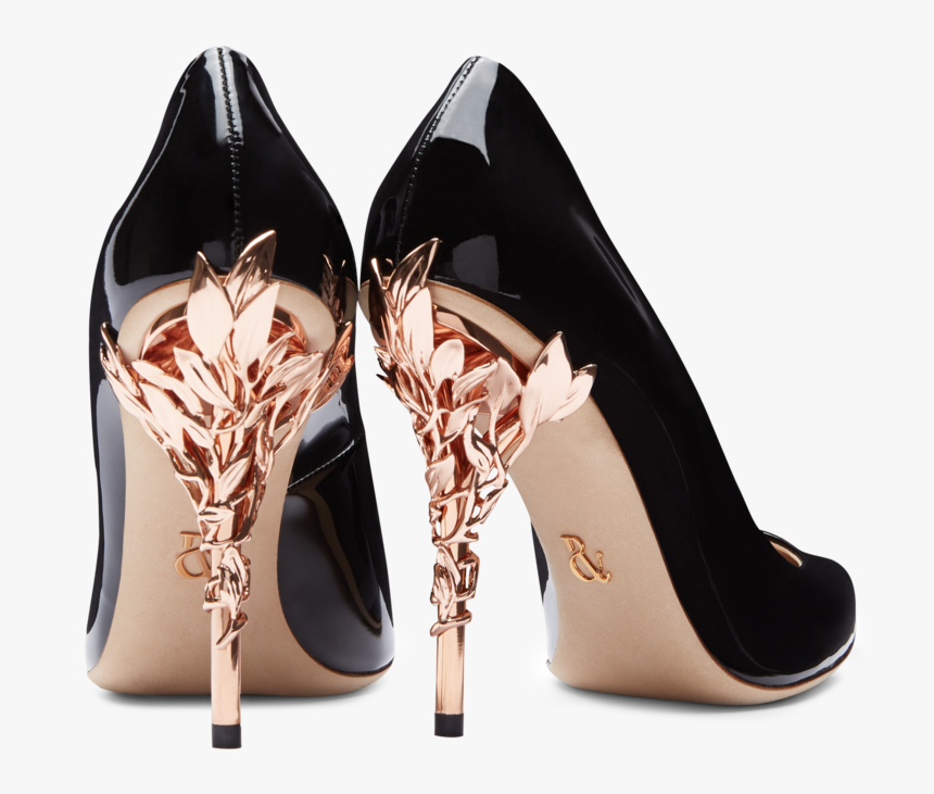 Black Patent Leather With Rose Gold Leaves"data Src="//cdn - Basic Pump, HD Png Download, Free Download