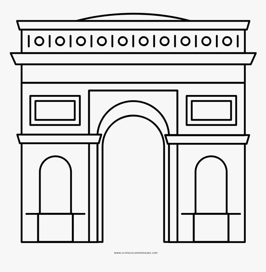 Arc De Triomphe Coloring Page - Drawing Of Arc De Triomphe Easy, HD Png