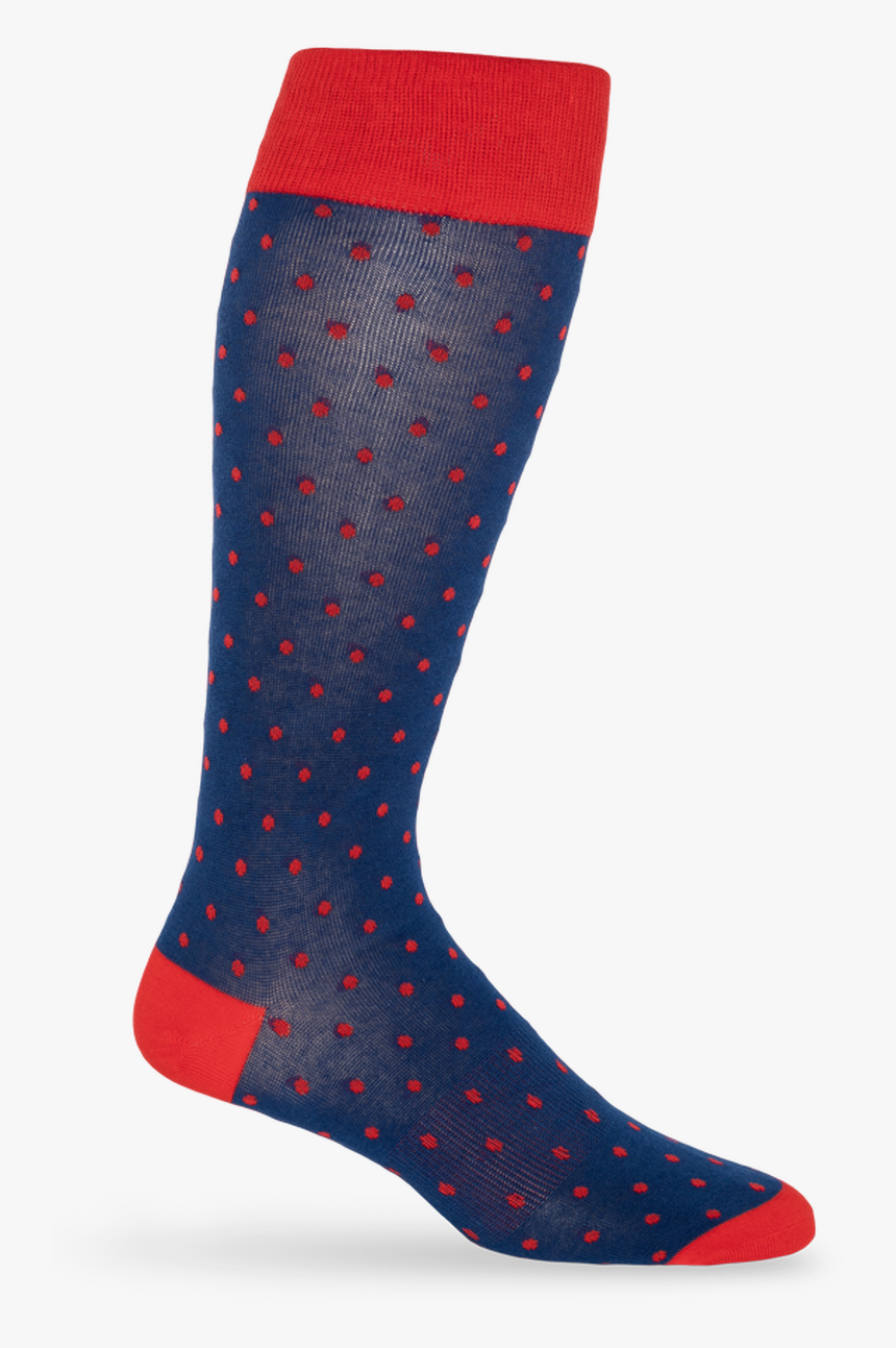 Navy Blue Sock With Red Polka Dots - Hockey Sock, HD Png Download, Free Download