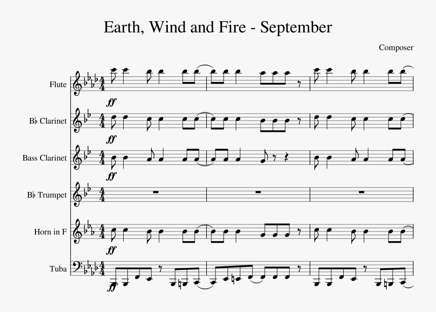 Earth, Wind And Fire - September Earth Wind And Fire Flute Sheet Music, HD Png Download, Free Download