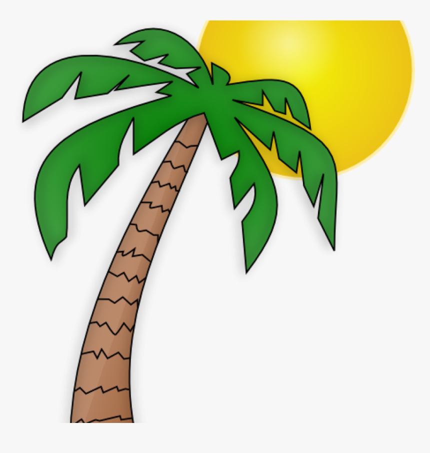 Transparent Palm Trees Clip Art - Cartoon Sun And Palm Tree, HD Png Download, Free Download