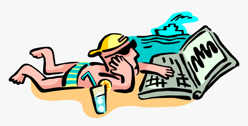 Vector Illustration Of A Day At The Beach With Online, HD Png Download, Free Download