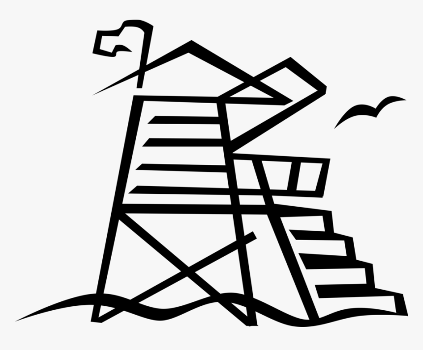 Vector Illustration Of Lifeguard Tower On Beach To - Beach Lifeguard Tower Clipart, HD Png Download, Free Download