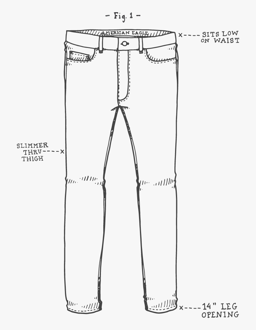 Collection Of Drawing - Jeans Template Png, Transparent Png - kindpng