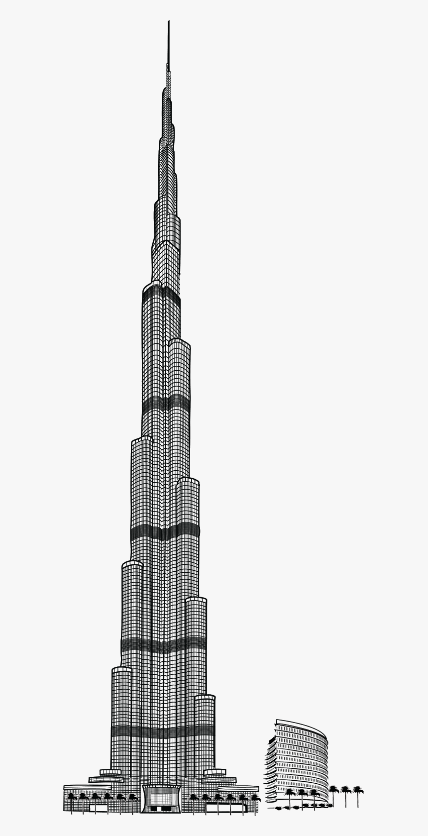 Burj Khalifa Png Pic - Drawing Of Burj Khalifa, Transparent Png, Free Download