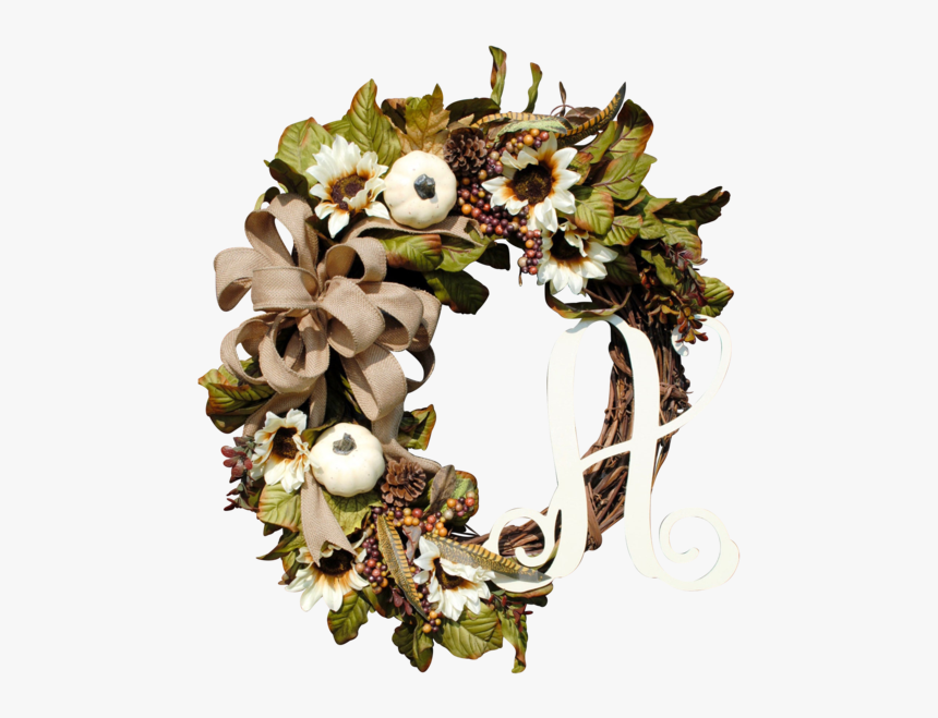 Cream Pumpkins Fall Wreath, HD Png Download, Free Download