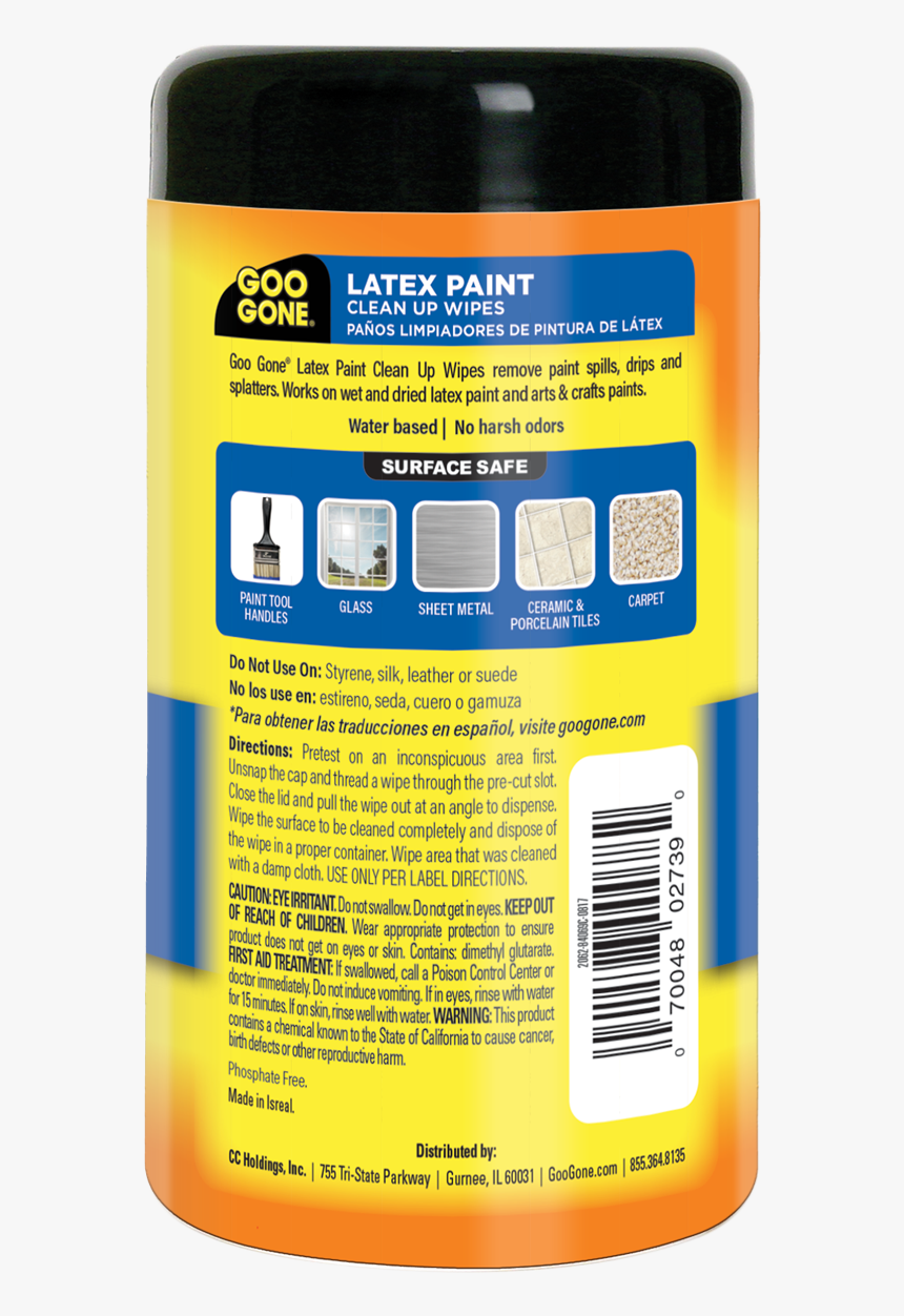 Goo Gone Paint Remover Wipes Back Label - Cylinder, HD Png Download, Free Download