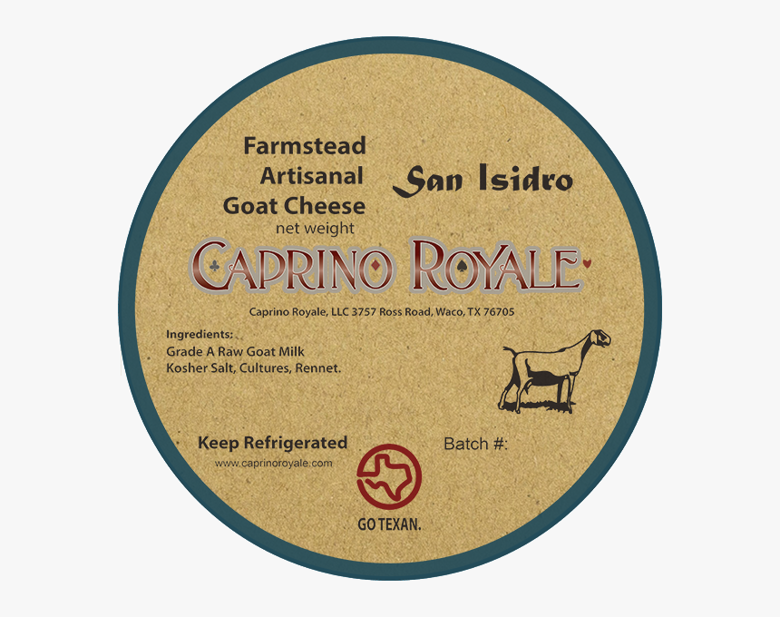 San Isidro Caprino Royale Kraft Paper Cheese Label - Go Texan, HD Png Download, Free Download