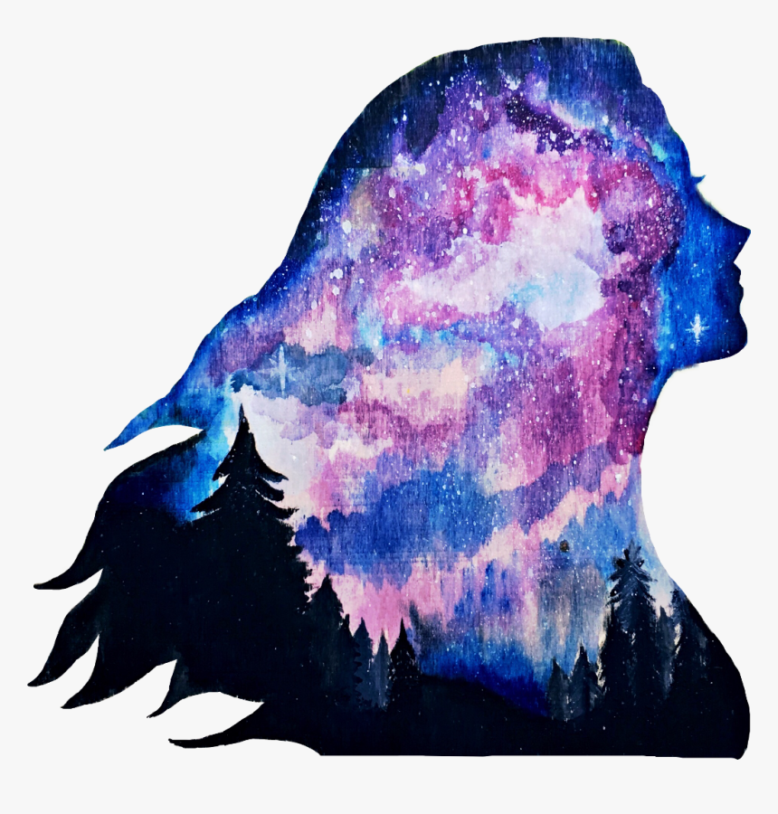 Galaxy Artwork Trees Sky Stars Tumblrgirl Freetoedit - Oil Pastel Drawings Of Galaxy, HD Png Download, Free Download