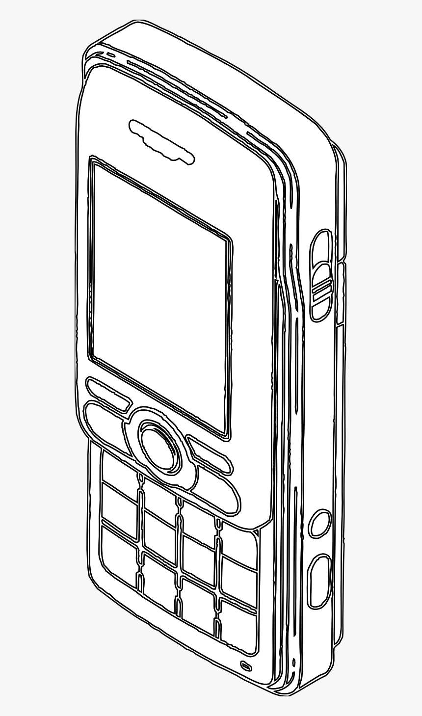 Cell Phone Black White Line Art 555px - Cell Phone Text Message White, HD Png Download, Free Download